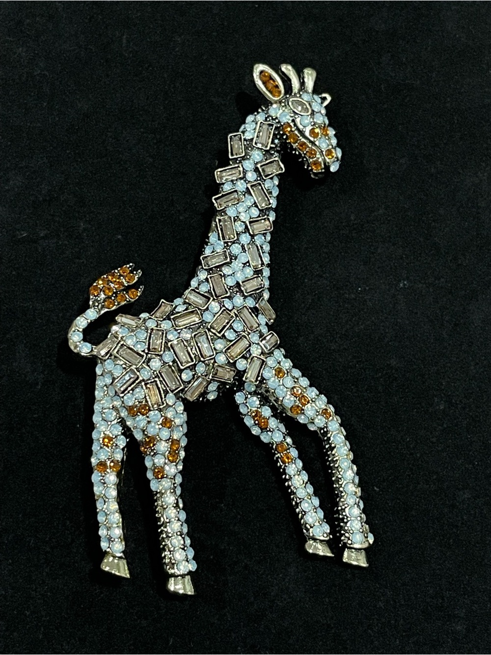 Crystal Giraffe Brooch in Amber Fashion Accent